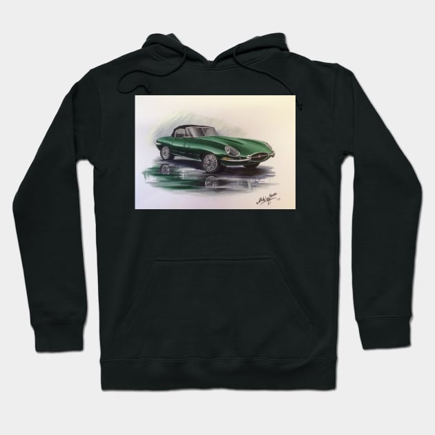 Iconic E Type Jaguar Hoodie by Artbythree